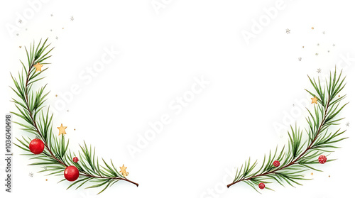 Wallpaper Mural ercolor pine branch illustrations evoke peaceful christmas scene natural elements festive holiday decorations serene atmosphere Torontodigital.ca