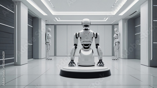 ai concept. futuristic robots and machines with artificial intelligence