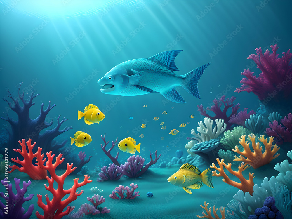 Fototapeta premium Swimming fishes in the sea