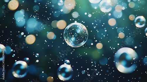 Wallpaper Mural   A blue-backgrounded image of a soap bubble floating with lots of bubbles below it Torontodigital.ca