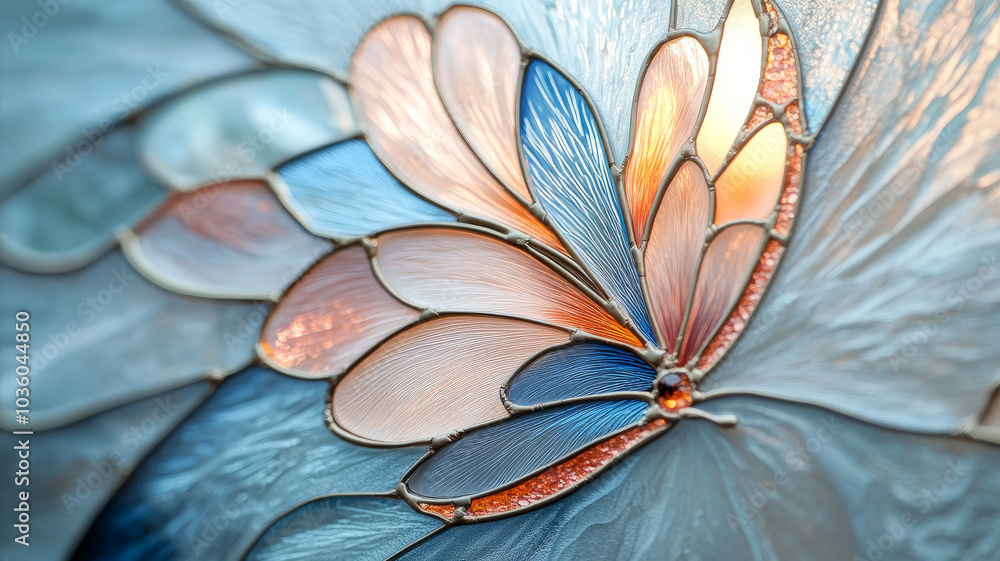 Obraz premium Closeup of a colorful stained glass butterfly with intricate details.
