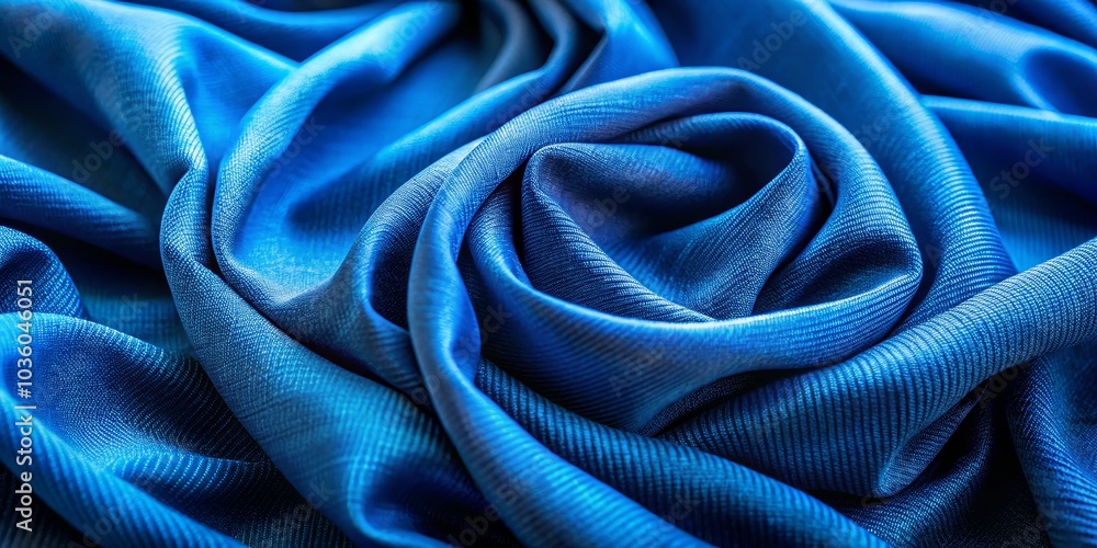 Abstract Blue Fabric Swirls, Close-up, Texture, Blue, Fabric, Abstract