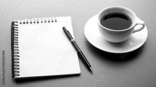 Enjoying a Peaceful Coffee Break With a Notepad and Pen for Jotting Down Thoughts and Ideas. Generative AI