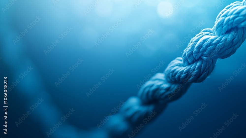 A blurred image of a twisted rope set against a blue background evokes a contemplative and somewhat somber mood A blurred image of a twisted rope set against a blue background evokes a contemplative and somewhat somber mood