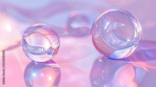 Abstract transparent liquid concept, on pink background.