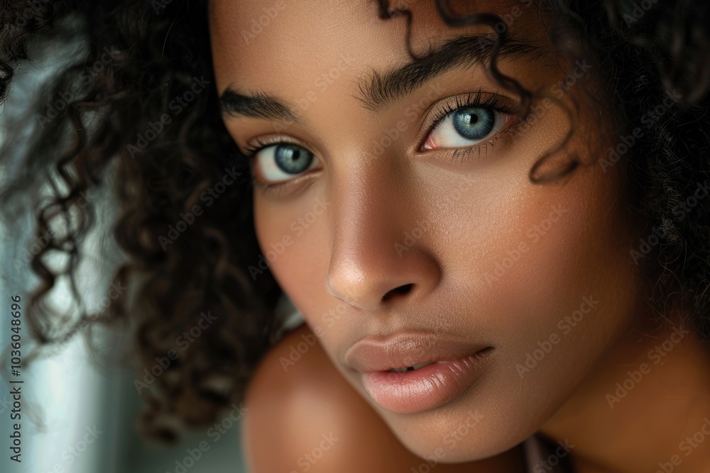 Close up portrait of an attractive young african american woman looking at camera Close up portrait of an attractive young african american woman looking at camera