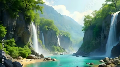 waterfall in the mountains