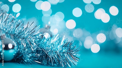 Blue and silver tinsel, winter wonderland touch photo