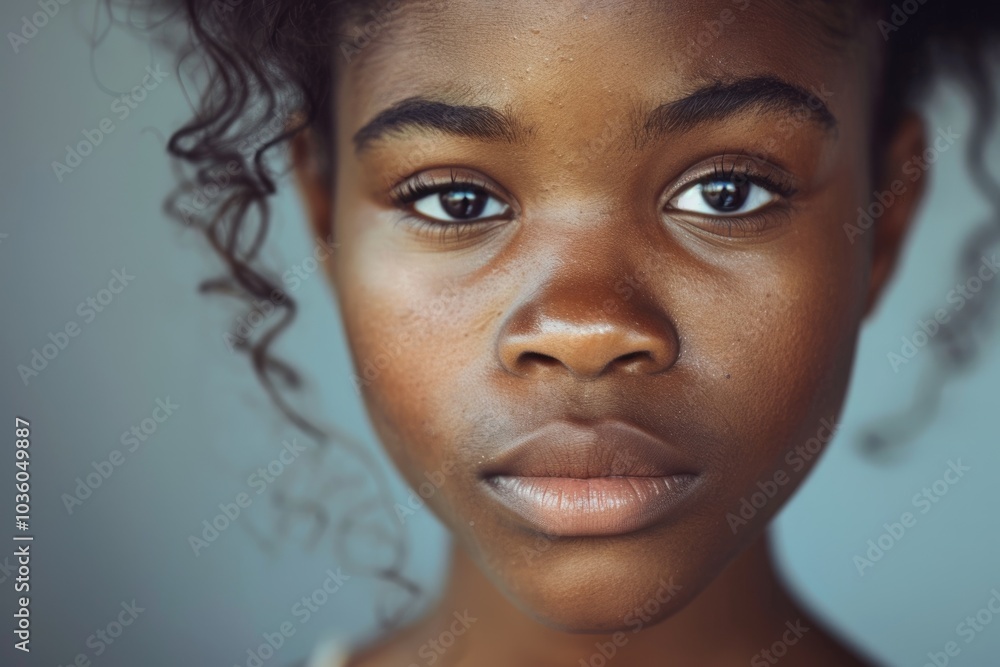 cute african american girl without makeup on plain background cute african american girl without makeup on plain background
