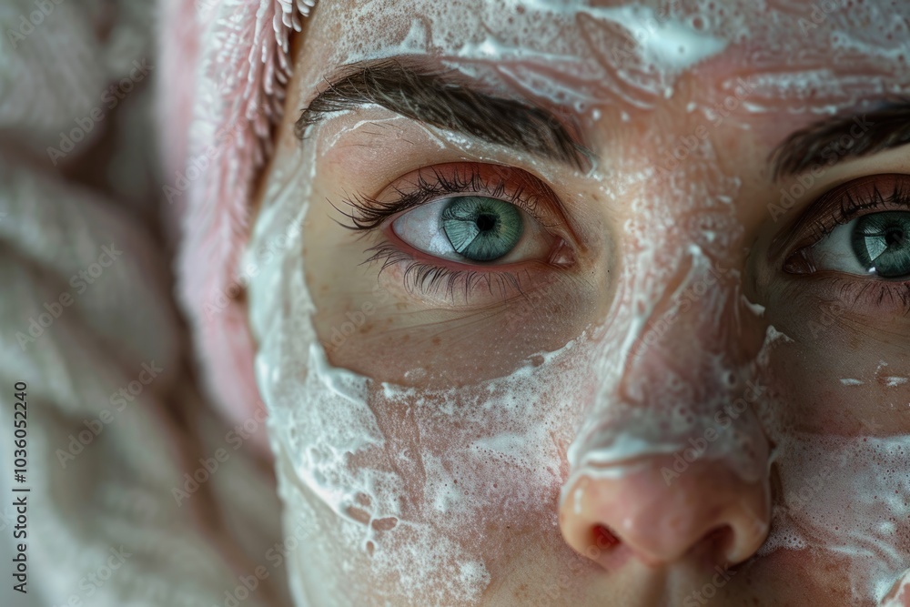 Studio portrait of woman applying cream on face Studio portrait of woman applying cream on face