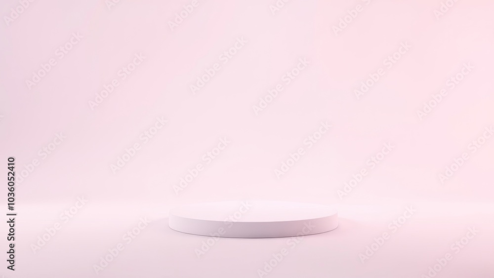 Podium for product presentation on soft light colour background.