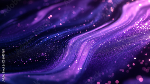 Cosmic Waves of Purple & Blue with Glittering Stars for a Dreamy Abstract Background