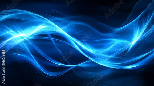 A blue, wavy line design with a glowing, futuristic look. It's a simple background with room for text or other elements.