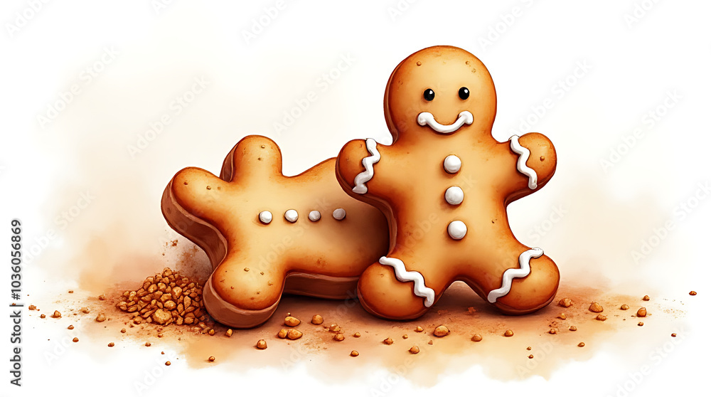 Obraz premium vibrant watercolor illustrations adorn delicate gingerbread cookies sprinkle warm cinnamon powder