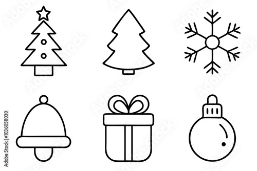 Christmas elements set icons design. Christmas collection of bells, santa, deer, angel, nutcracker, cookies, showman, snowstar, drums, mitten, candy.christmas icons set