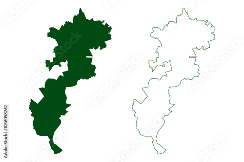 Iguala municipality (Free and Sovereign State of Guerrero, Mexico, United Mexican States) map vector illustration, scribble sketch Iguala de la Independencia map