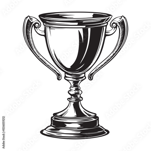 Trophy Cup Vector Isolated On White Background, Award Cup Vector Silhouette