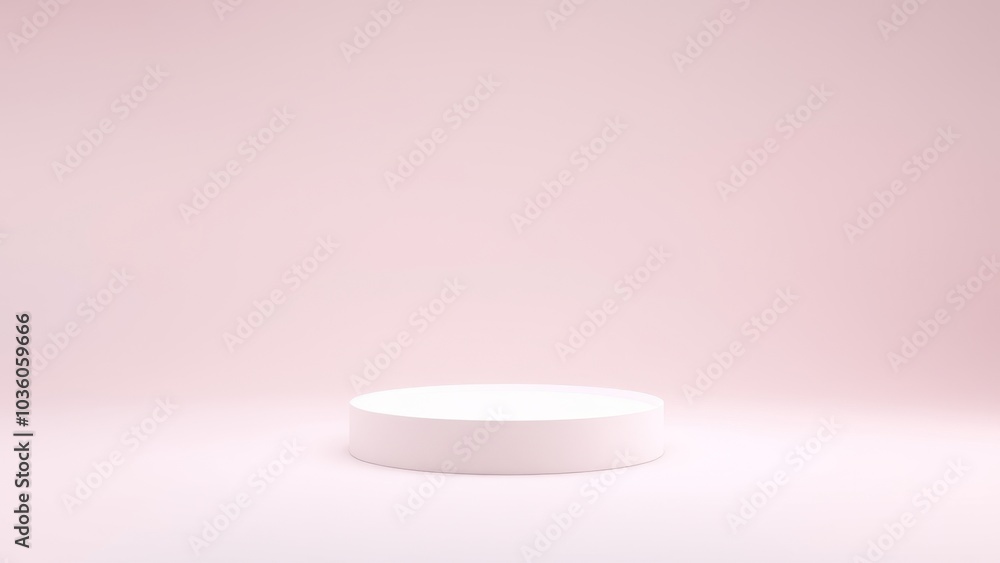 Podium for product presentation on soft light colour background.