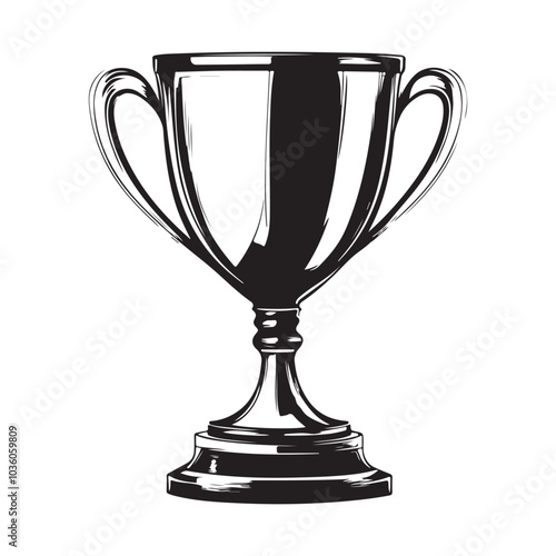 Trophy Cup Vector Isolated On White Background, Award Cup Vector Silhouette