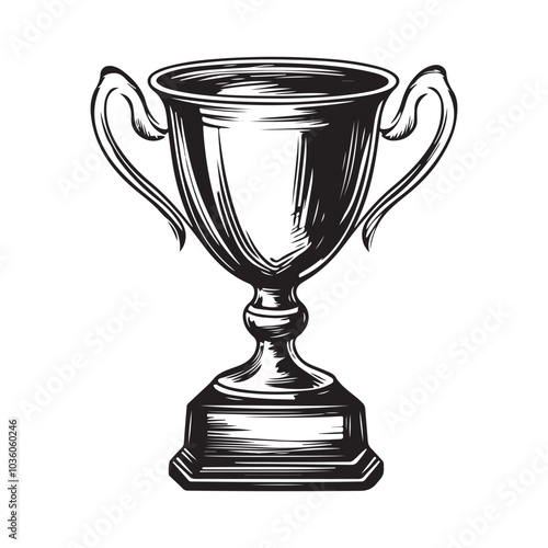Trophy Cup Vector Isolated On White Background, Award Cup Vector Silhouette