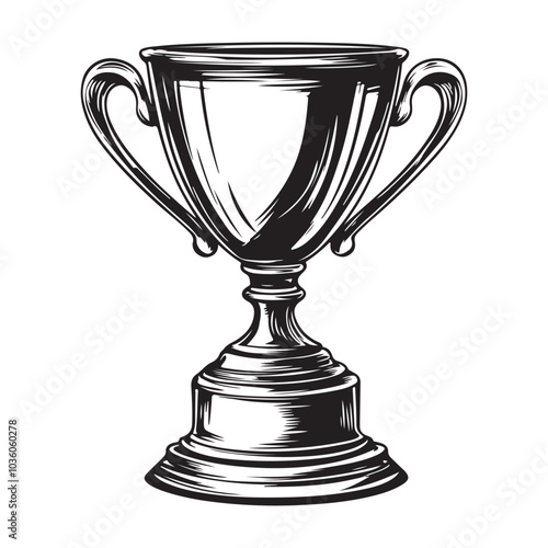 Trophy Cup Vector Isolated On White Background, Award Cup Vector Silhouette