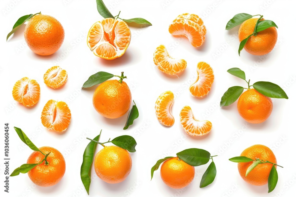 Collage of ripe tangerines isolated on white Collage of ripe tangerines isolated on white