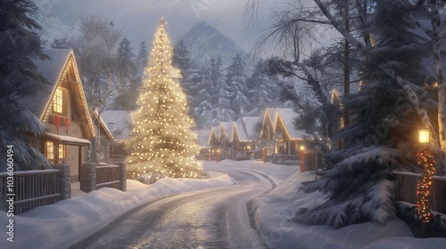 A generated image of Christmas Village. Christmas Background 