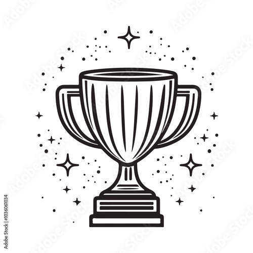 Trophy Cup Vector Isolated On White Background, Award Cup Vector Silhouette