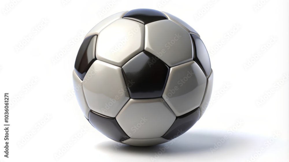 Classic soccer ball is casting a shadow on a white background Classic soccer ball is casting a shadow on a white background
