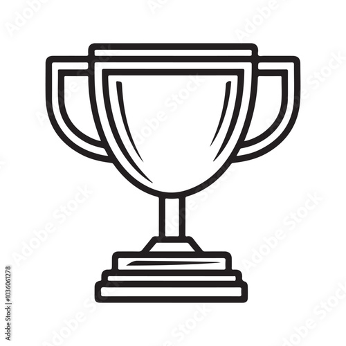 Trophy Cup Vector Isolated On White Background, Award Cup Vector Silhouette