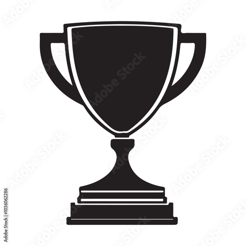 Trophy Cup Vector Isolated On White Background, Award Cup Vector Silhouette