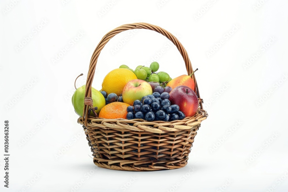 Fruits in basket isolated on white. Fruits in basket isolated on white.