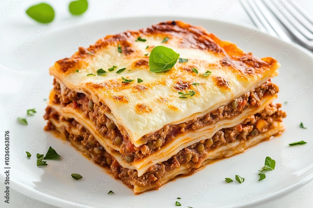 Vegetarian Lentil Lasagna with Golden Cheese Topping Vegetarian Lentil Lasagna with Golden Cheese Topping