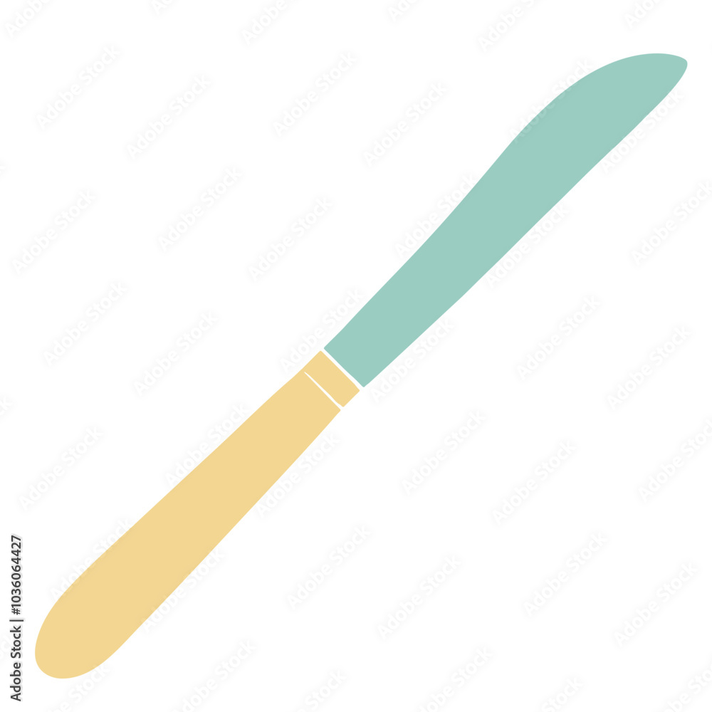Blue, turquoise, yellow knife on a white background. Flat design. For the design of posters, logos, labels. Pastel colors Blue, turquoise, yellow knife on a white background. Flat design. For the design of posters, logos, labels. Pastel colors