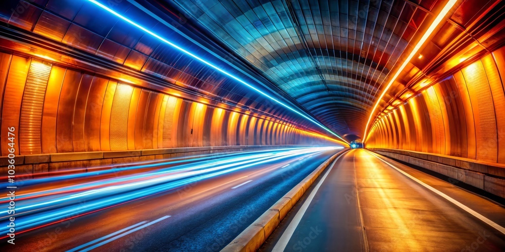 Neon Lights and Speeding Cars in a Tunnel, tunnel , lights , speed