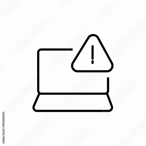 laptop error exclamation mark icon sign vector