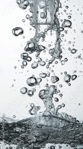 Large and clear water bubbles floats over a white background