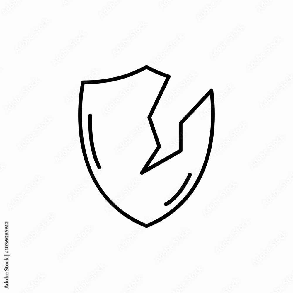 no protection shield crack icon sign vector no protection shield crack icon sign vector