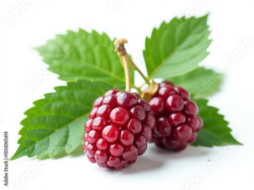 Blackberries on white background Juicy black berries fresh and sweet 