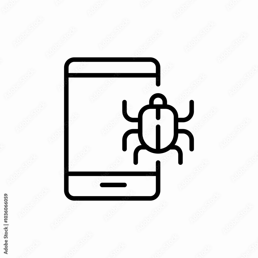 phone bug icon sign vector phone bug icon sign vector