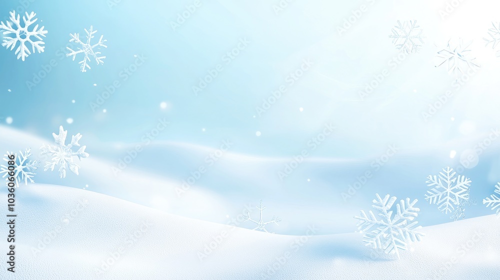 Beautiful Intricate Snowflakes on Soft Blue Background Beautiful Intricate Snowflakes on Soft Blue Background
