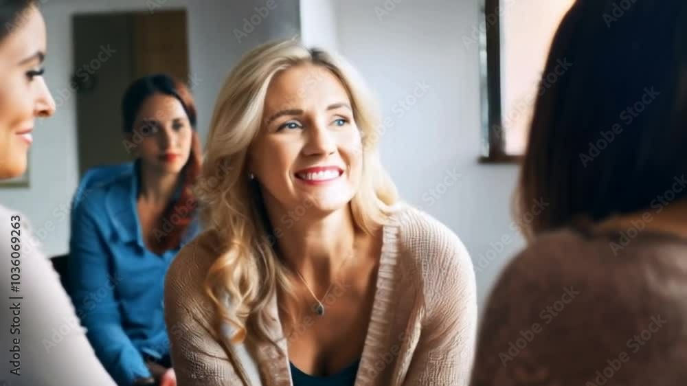 A woman interacts with her peers in group therapy. A meeting where everyone finds empathy, encouragement and hope for coping with depression through dialogue and communication.
A woman interacts with her peers in group therapy. A meeting where everyone finds empathy, encouragement and hope for coping with depression through dialogue and communication.