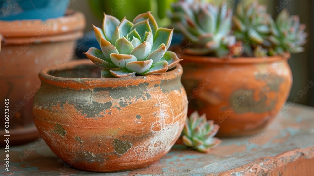 The natural organic texture and warm earthy hues of a handcrafted clay pot perfect for displaying succulents or small plants. The natural organic texture and warm earthy hues of a handcrafted clay pot perfect for displaying succulents or small plants.