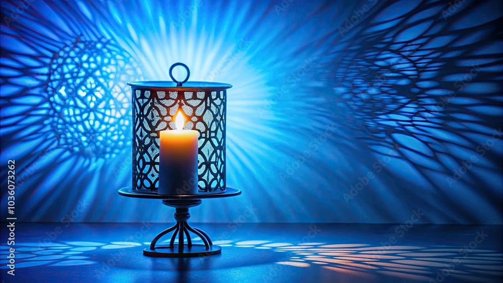 silhouette of a candle holder in blue light background silhouette of a candle holder in blue light background