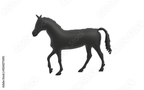 silhuette of a horse 3d, horse silhouette isolated on white 3d