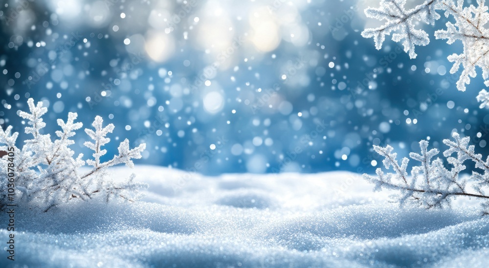 Delicate snowflakes rest on a blanket of fresh snow, creating a serene winter wonderland. Delicate snowflakes rest on a blanket of fresh snow, creating a serene winter wonderland.