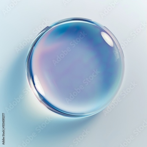 Glycerin gel texture. Water drop. Blue serum toner drop isolated on white background. Liquid moisturizing gel with bubbles macro