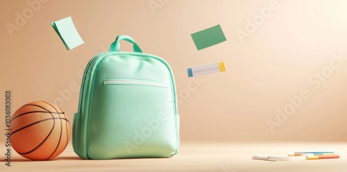 Wallpaper Mural The image shows a backpack filled with school supplies Torontodigital.ca