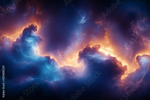 Wallpaper Mural Majestic celestial clouds illuminated by vibrant colors in a cosmic landscape at night Torontodigital.ca