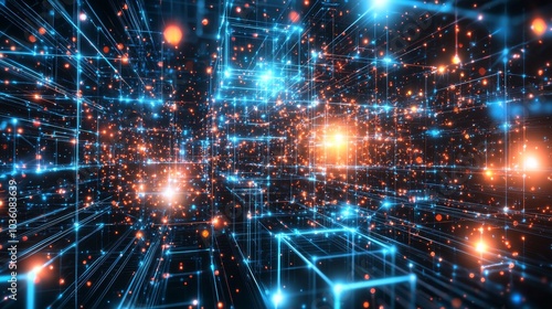 Graphene digital cubes blocks concept of futuristic network connection for the metaverse